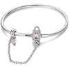 LIGHTDOG 925 Argento Serpente Catena Amore Bracciale Bracciale Adatto per Bracciale Charm Europeo Perline Regali per le donne