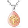 IDELUSH Collana con albero della vita da donna in argento sterling 925 - Ciondolo con pietra naturale (quarzo rosa o ametista), catena ipoallergenica, gioielli spirituali, amuleto di amore e