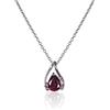 namana Collana Donna in Argento Sterling 925 con Ciondolo in Granato Pietra Naturale a Forma di Goccia e Pera