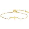 HMOOY Croce di Comunione Bracciale perline per le donne, cristiano in acciaio inox regolabile Bracciale amicizia coppia Bracciale battesimo Regali fortunato per le donne uomini (Oro bianco)