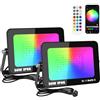 Willpower 2x Faretto LED da Esterno RGB 50W, Fari LED con APP Bluetooth Telecomando, Cambio Colore Rgbw, Proiettori Dimmerabile con Memoria,Timer, Modalità di Strobo DIY, per Giardino Palco Partito
