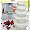 MIJOMA Set di 5 contenitori in vetro con coperchio, impilabili, senza BPA, adatti al microonde, in vetro (bianco crema)