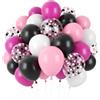 UDRKFOPK Palloncini rosa nero, 60 pezzi, 12 pollici, colore rosso rosa, palloncini per compleanno, palloncini in lattice nero, palloncini a elio, per matrimonio, compleanno, anniversario, decorazione per feste