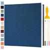 Semfalbuums Album Fotografico Autoadesivo 33x32 CM in Lino Album Portafoto Personalizzabile Scrapbook Photo Album Fotolibro Ricordi Nascita Matrimonio Journal Travel Guest Book, 120 Pagine Blu