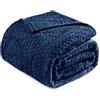 Exclusivo Mezcla Coperta Plaid Pile di Flanella per Divano, 230x270 CM Coperta Letto Matrimoniale con Modello a Foglie, Morbida e Calda, Blu navy
