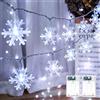 PhilzOps [2 Pezzi] Luci di Natale Interni, PhilzOps 4M 40 LED Fiocco di Neve, Stringa Bianco Freddo, Catena Luminosa a Batteria Per Natale, Camera, Matrimonio, Giardino Finestra Decorazione