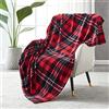 SOCHOW Tartan Coperta Pile Matrimoniale 127 x 150 cm, Plaid Divano Super Morbido, Coperta Flanella Letto Matrimoniale Rosso/Grigio