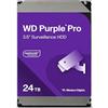 Western Digital WD Purple Pro 24TB per Smart Video, Hard Disk Interno 3,5 - Tecnologia AI Allframe, 7200 RPM, 550 TB/anno, cache 512 MB