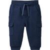 People Wear Organic Pantalone cargo baby in cotone bio felpato - col. blu scuro