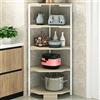 BAKAJI Scaffale Angolare 5 Ripiani Struttura in Metallo Piani in Legno Libreria Scaffalatura ad Angolo Multiuso Dimensione 40 x 40 x 120 cm design Moderno industriale (Bianco), Taglia unica