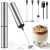 Weiongppy Montalatte elettrico in acciaio inox, 3 in 1, mini frullatore elettrico ricaricabile, con USB, schiuma rapida, palmare per cappuccino/macchia/cioccolato/neve