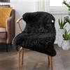 JXLOULAN Tappeto in finta pelliccia di pecora, colore nero, 50 x 80 cm, morbido tappeto decorativo per sedie, divano, camera da letto, cameretta dei bambini