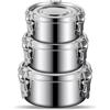 PORFOYO Lunch Box In Acciaio Inox, 3 Pezzi Porta Pranzo Acciaio Inox 500ml/1000ml/1500ml, Contenitori acciaio inox Per La Conservazione Degli Alimenti Per Ufficio, Picnic E Casa
