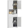 HOMCOM Credenza Cucina Alta, Mobile Dispensa con Foro Passacavi e Piano Portamicroonde, Mobile Cucina con 2 Armadietti, Cassetto, Ripiani Regolabili, per Sala da Pranzo, Soggiorno, 60x30x172cm, Bianco