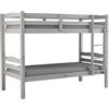 Arredo Stock Letto a castello in legno di pino massello utilizzabile come due letti singoli, 90x190x150 cm (Bianco)