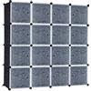 UISEBRT Armadio Cubi Armadietto Portatile Fai da Te, Armadio Modulare Guardaroba Portatile Plastic Organizer Cubo Appendiabiti Portaoggetti, 16 Cubi con anta, Nero con Motivo