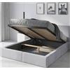 Interbeds Letto matrimoniale imbottito Hilton con struttura, box contenitore, imbottitura idrofobica (cenere, 120x200)
