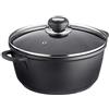 Krüger Haushaltswaren Krüger 2027348 Delta Cast - Casseruola con coperchio in vetro/alluminio, 24 cm, colore: Nero