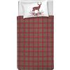 PENSIERI DELICATI Parure Copripiumino Singolo 100% Cotone, Completo di Sacco 155x200cm e 1 Federa 52x82cm, Made in Italy, Copripiumino Lavabile In Lavatrice A 40°, Fantasia Tartan Rosso