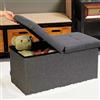BAKAJI Cassapanca Pouf Contenitore con Rivestimento in Lino, Poggiapiedi con Struttura in Legno, Seduta Imbottita e Comoda, Multiuso, Ideale per Camera da Letto, Ingresso, Design Moderno (Grigio)
