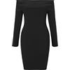 Cocila Kaftan Abiti da Donna Plus Size Signore Primavera Autunno Inverno Manica Lunga Tinta Unita Collo A Una Linea Sexy Slim Pack Maglione Hip Pullover Dress Vestiti per Battesimo (Black, L)