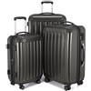 HAUPTSTADTKOFFER - Alex - Set di 3 valigie, 4 Doppie ruote, Nero brillante, (S, M & L), 235 litri, Colore Grafite