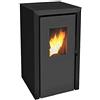 Invicta Stufa a pellet Bassano 5 Nero - Acciaio - 5 kW - Superficie di riscaldamento 48 m² - Fiamma verde 7 stelle