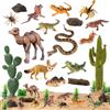 SIENON 32 pezzi figure di animali deserti modello alberi cactus kit deserto diorama progetto con cammello Fennec Fox serpente scorpione lucertola rettile giocattolo playset per bambini compleanno