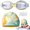 Generic Cuffia da nuoto per bambini, cuffia da nuoto in silicone con occhiali anti-appannamento, protezione UV, set acqua per ragazzi e ragazze dai 3 ai 12 anni | Comodi accessori per piscina e spiaggia per