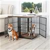 Bingopaw Gabbia Cani da interno Mobile: Kennel Cane Taglia Grande in Legno Metallo Casetta Cane Tavolino per Gabbia con Divisorio Rimovibile per Piccolo Cane Cucciolo Media - 4 Ante 90x62x68,5 cm