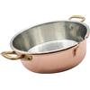 CREARTISTIC Casseruola in Rame Stagnato, 32x9,5 cm - 5,5 L, Risottiera Bassa, Pentola 2 Maniglie ottone, Pratico beccuccio, Usare mestoli in legno - Made in Italy