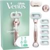 Gillette Venus Pro Smooth Sensitive Rasoio Donna A 5 Lame Per Pelli Sensibili Con 6 Lamette Di Ricambio, Manico In Metallo Riutilizzabile, Gancio Per La Doccia E Copertura Da Viaggio Pezzi