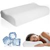 Gaethra Cuscino Cervicale per Dormire, 2 in 1 Cuscino in Memory Foam per Dolore alla Spalla, Cuscino Ortopedico Ergonomico per chi dorme sul Fianco, Sulla Schiena e Sullo Stomaco-55 x 35 x 11/9 cm