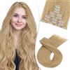 SEGO Pro 45cm Extension Capelli Veri Clip Sintetici 8 PCS Capelli Finti Lisci Posticci Extension con Clip per Donna (#27-613 Biondo Scuro/Biondo Chiarissimo,130g)
