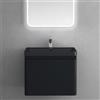 doporro Mobile Bagno Sospeso Mobile Sottolavabo da 60 cm Nero Opaco con Lavabo Integrato | Lavandino in Marmoresina con Foro Rubinetto e Troppopieno | Incluso Cassetto Soft Close Seria Ancona