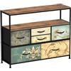 VEDECASA Comò con 6 cassetti in tessuto, tavolo da trucco in stile boemo, supporto TV per camera da letto, credenza con piano in legno, cassetti in tessuto e struttura in metallo per soggiorno, camera