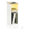 MAHANCRIS Tavolino con Stazione di Ricarica, Comodino con Luce LED, Tavolino da Caffè, Ideale per Piccoli Spazi, Soggiorno e Camera da Letto, Marrone Bianco AETNW25UE01N1