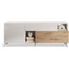 Web Convenienza Base TV con Ante e 2 Cassetti Made in Italy - Credenza Contenitore Collezione Riviera per Soggiorno Cucina Ingresso Sala Mobile Design moderno (Bianco lucido/Kadiz, 180 cm)