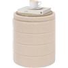 PINPLUS Sgabello Pouf Contenitore, Cassapanca Rotondo Ottomano con Contenitore, Pieghevole Poggiapiedi in Teddy 37x37x45 cm, per Soggiorno, Camera da Letto e Corridoio, Beige