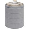 PINPLUS Sgabello Pouf Contenitore, Cassapanca Rotondo Ottomano con Contenitore, Pieghevole Poggiapiedi in Teddy 37x37x45 cm, per Soggiorno, Camera da Letto e Corridoio, Grigio