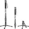 Fotopro Monopiede 3 in 1 in fibra di carbonio, monopiede da viaggio da 185,4 cm con piedi, carico massimo 10 kg per stabilizzatore fotocamera DSLR, X-Airfly Mono grigio