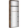 vidaXL Scarpiera con Specchio a 5 Livelli Rovere Fumo 63x17x169,5 cm, scarpiera, Armadio per Scarpe, scaffale per Scarpe, Mobile per Scarpe