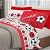 ITALYSWEETHOME Completo Lenzuola Calcio Squadre Pallone Rosso Nero 100% Cotone Made in Italy (Matrimoniale)