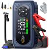YaberAuto Booster Avviamento Auto 6500A con Compressore 150PSI, YaberAuto Avviatore Batteria Auto per Tutti Gas/10.0L Diesel/Veicoli Ibridi, 12V Starter Batteria, 500 lumen Torcia, Avviamento Forzato