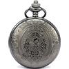 SEWOR classico intagliato Shell quadrante orologio da tasca con movimento al quarzo giapponese moda doppia catena (Nero)