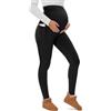 Yutdeng Leggings Premaman da Donna a Vita Alta con Tasche Leggings Foderati in Pile sopra la Pancia Elasticizzati Leggins per Gravidanza Pantaloni Termici Invernali per Allenamento, Yoga,Nero,XL