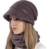 Gajaous Set di Berretto e Sciarpa da Donna, Berretto Slouchy in Maglia Caldo, Cappello Invernale Foderato in Pile Spesso, Scaldacollo - (2 Pezzi) di Colori Multipli