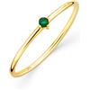 OROVI anello donna Oro 9Kt vero, con uno Smeraldo - Oro Giallo - Gioielli donna - Gioiello Ipoallergenico - Fatto a Mano