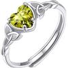 ChicSilver Anelli Donna Argento 925 Regolabili Cuore Oliva Peridoto Agosto