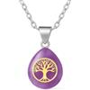 IDELUSH Collana con albero della vita da donna in argento sterling 925 - Ciondolo con pietra naturale (quarzo rosa o ametista), catena ipoallergenica, gioielli spirituali, amuleto di amore e